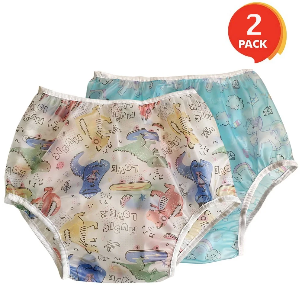 

Adult Baby ABDL PVC Diaper Incontinence Pull-on TPU Plastic Pants Cover-up Diaper for Patients ABDL Lover 2 Pack