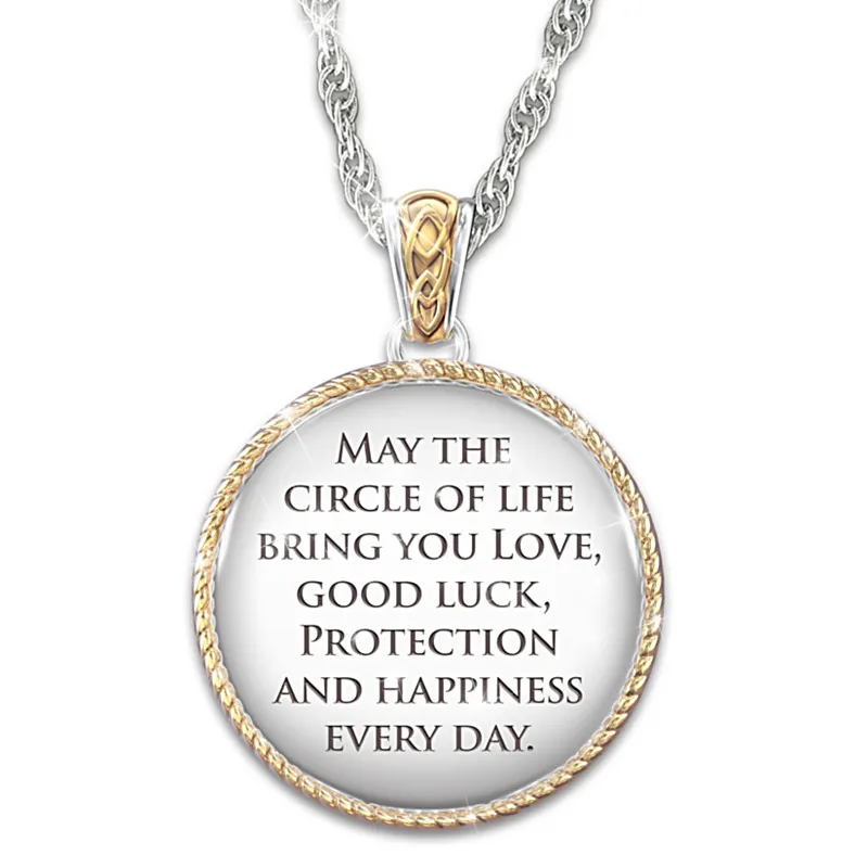 

Vintage Celtic Knot tree of life Pendant Necklace For Women Men Luxury Green Crystal lettering Necklace Fashion Amulet Jewelry