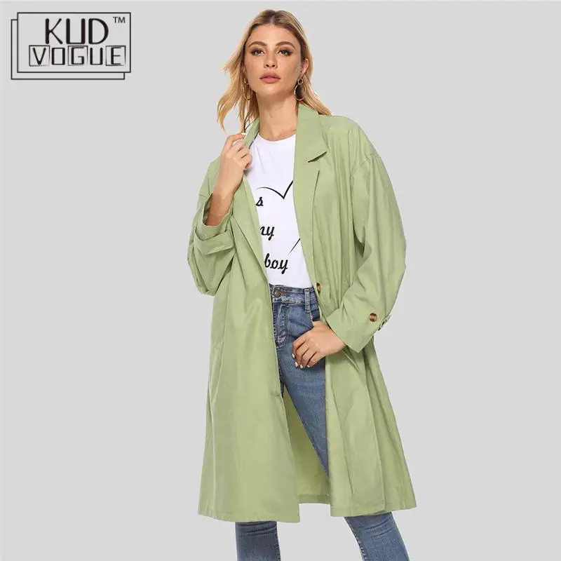 Весенне-осенний Женский Повседневный плащ оверсайз винтажная верхняя одежда с