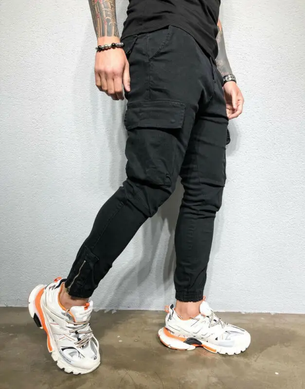 Брюки-карго мужские с карманами и прямыми штанинами брюки для бега шаровары в