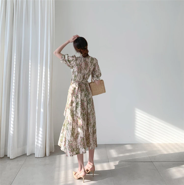 Женское шифоновое платье Colorfaith повседневное длинное винтажное с высокой талией v