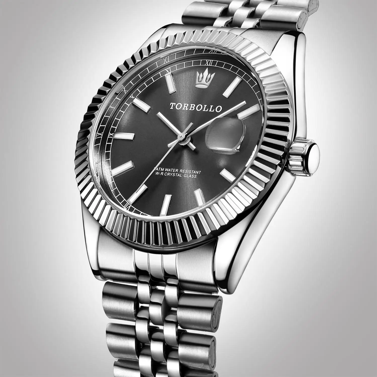 Часы TORBOLLO Мужские кварцевые модные водонепроницаемые наручные со стальным