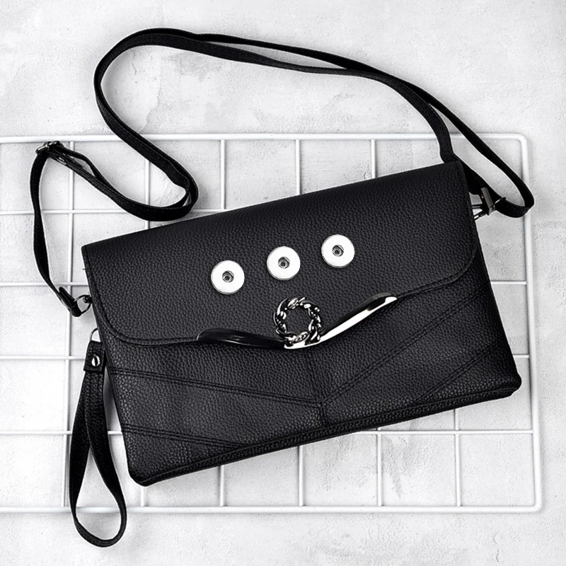 

Crown good quality PU leather 18mm snap button jewelry leaves-bag For Women MOM girls QB2103