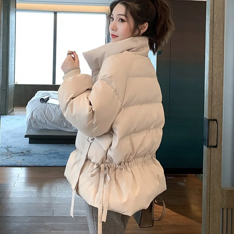 Cotton Padded Jacket Women 2021 New Bread Clothes Students Korean Loose Winter Warm Parkas Elegant Stand Collar Ladies Coats