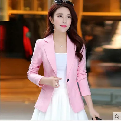 Офисный женский элегантный Блейзер Синий модный длинный рукав приталенный