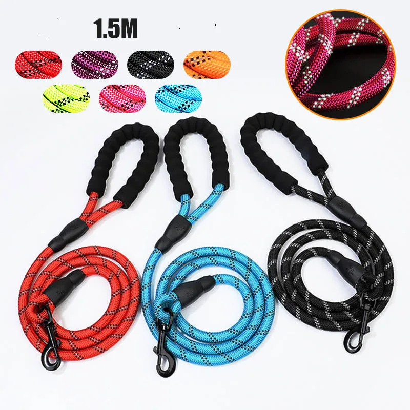 

Hot Dog Leash Reflective Nylon Leashes Medium Large Puppy Durable Collar Leashes Lead Rope For Cat Big Small Pet Harness 7 Color