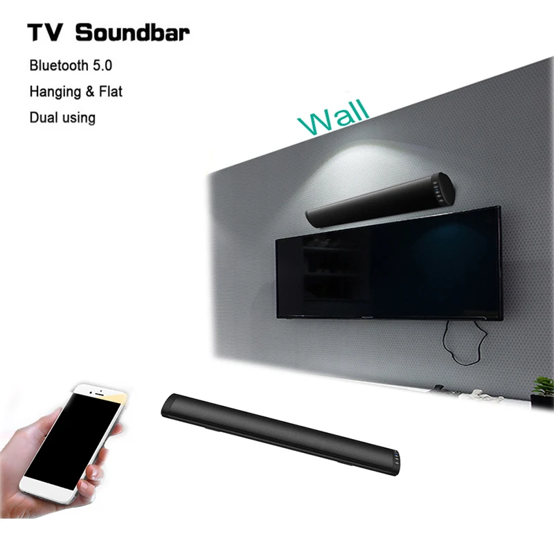 

20W Bluetooth-compatible 5.0 Wireless Speaker Stereo Home Theater Hifi Column Surround USB Sound System Wall Mounted Sound Bar
