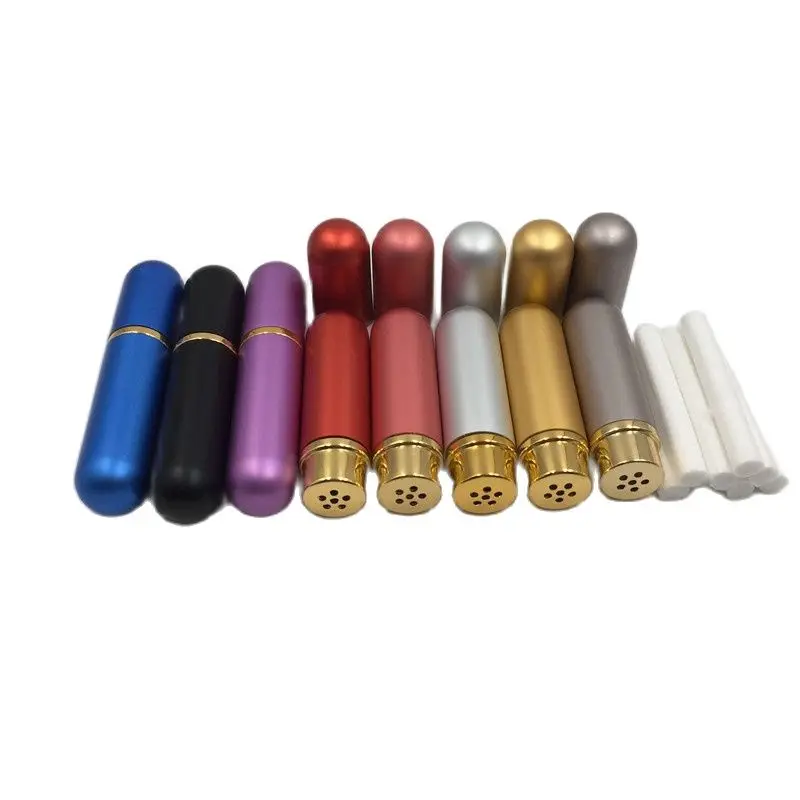 6 шт./лот алюминиевые НАЗАЛЬНЫЕ ингаляторы с эфирным маслом и 12 фитилями из хлопка