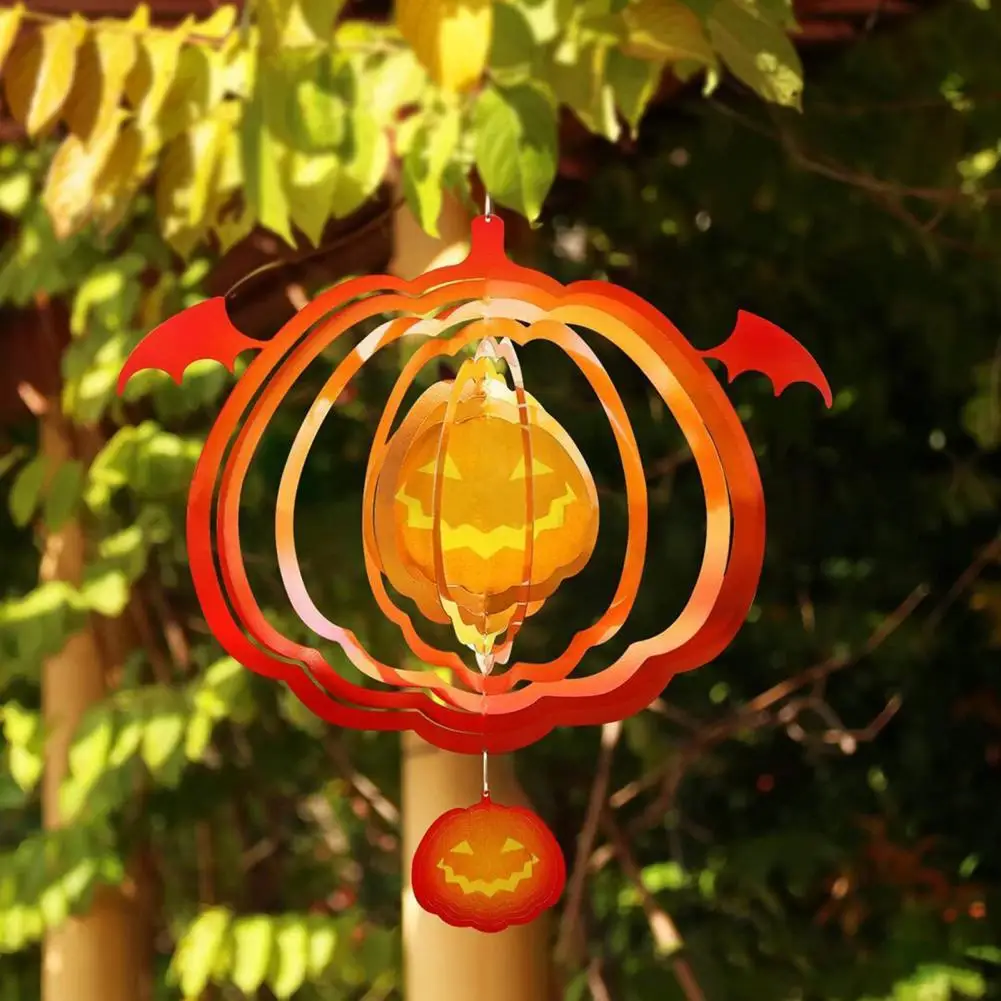 

Attractive Wind Chime Easy Installation Stainless Steel 3D Pumpkin Shape Exquisite Hanging Ornament for Home