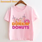2021 горячая Распродажа Dunkin пончики розовая футболка для девочек детская одежда Charli Damelio кофе графический принт футболка летние топы Футболка