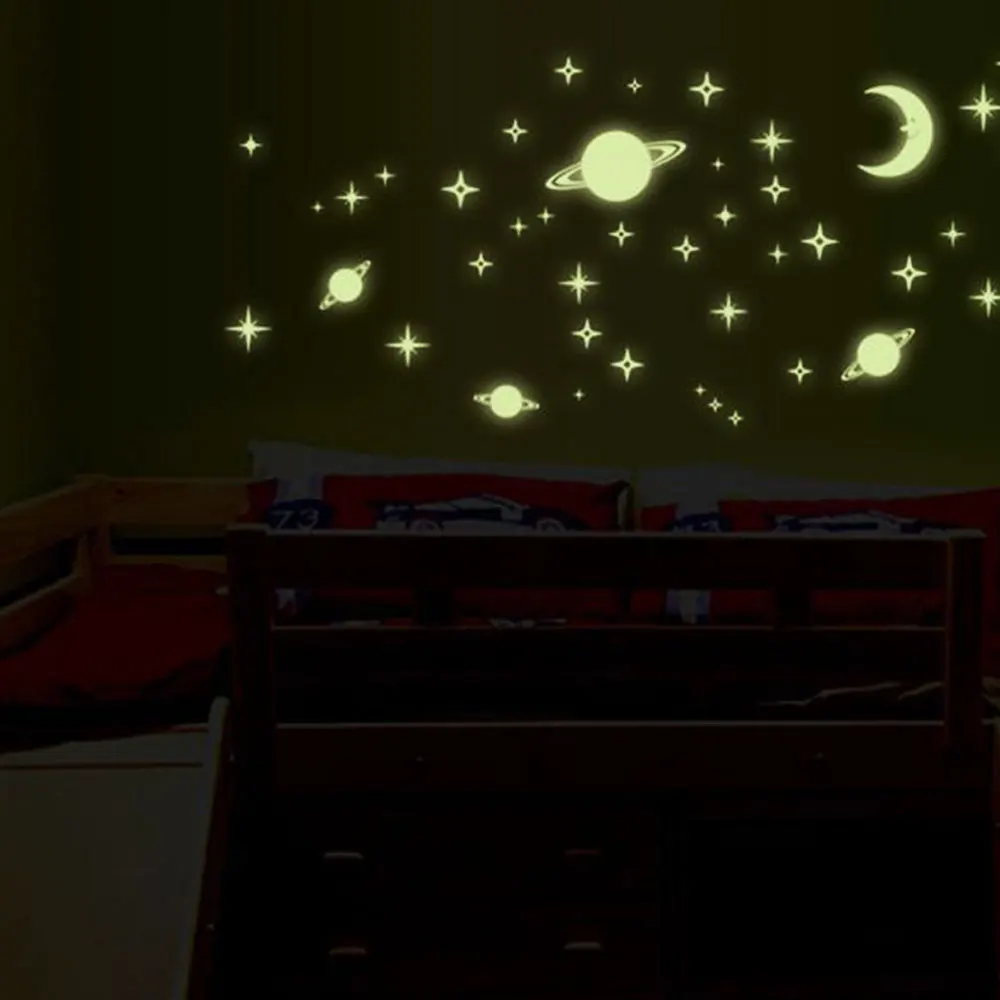 Светящиеся Настенные наклейки DIY Вселенная луна звезды светится в темноте для