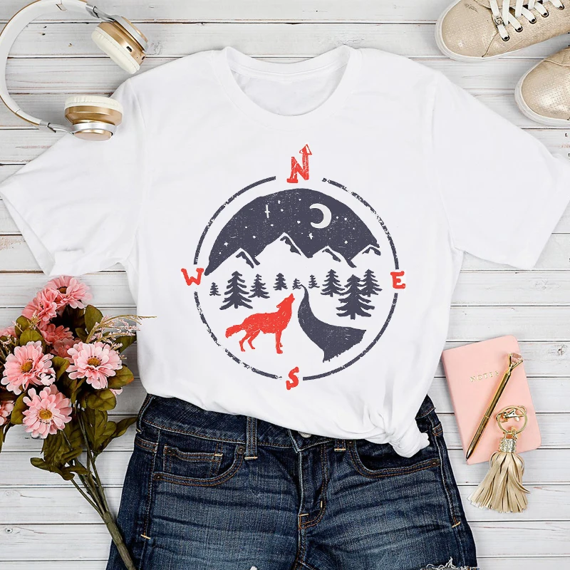 

T-shirts Women Cartoon Shark Printing Cute Fashion Spring Summer Tshirt Top Lady Graphic Female Print Clothes Tee T-Shirt