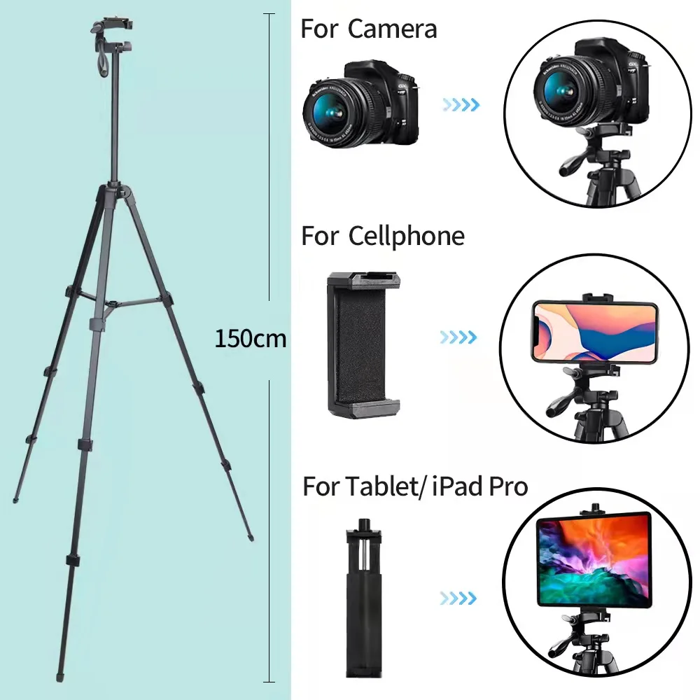 Camera Tripod for iPad Pro &amp Mobile Phone 150cm Alloy Stand Lightweight Bluetooth Remote Tablet Holder E-Book | Электроника