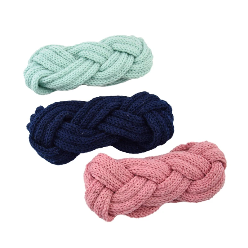 

2019 New Solid Crochet Knitting Headbands Winter Women Bohemia Hairbands Head wrap Twist Cross Headbands Hair Accessories