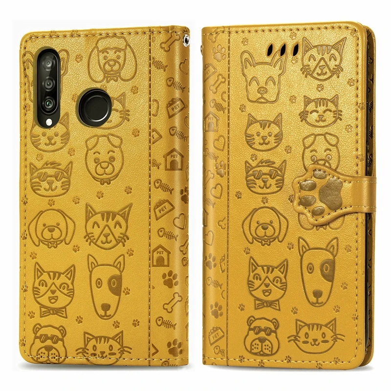 

for Huawei P40 Pro lite Wallet Case Cute Cat and Dog PU Leather Flip Cover Funda for Huawei P30 lite Mate 30 Pro P40 Holder Case