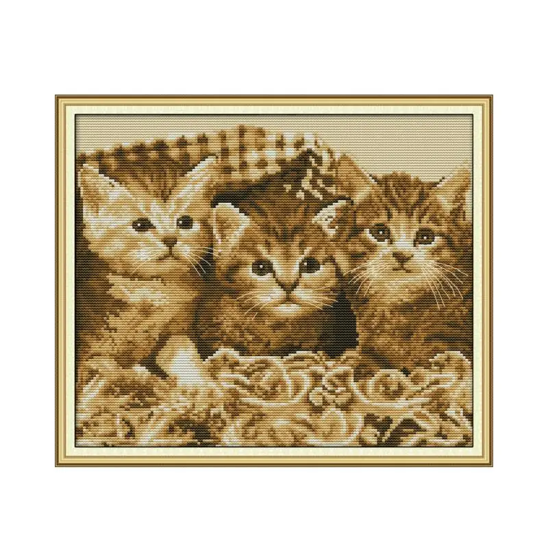 

Three Little Kittens 2 cross stitch kit aida 14ct 11ct count print canvas cross stitches needlework embroidery DIY handmade