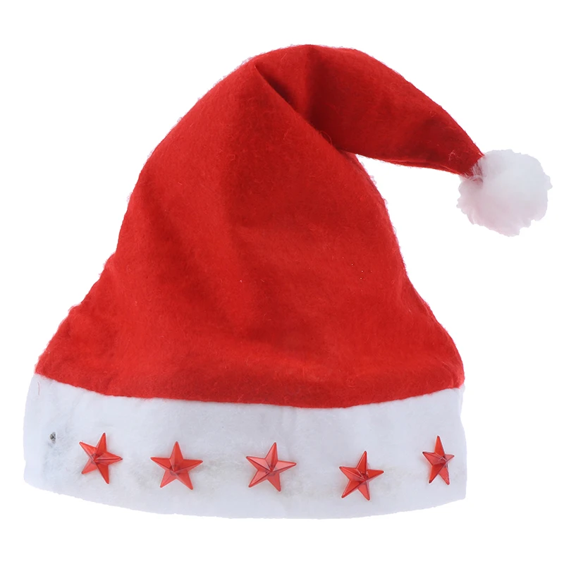 1 шт. светящаяся Рождественская шляпа Красная звезда Санта-шляпа для взрослых 27*38