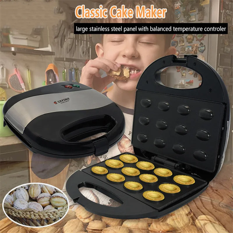

Electric Walnut Cake Maker Automatic Mini Nut Waffle Bread Baking Machine Bakeware Sandwich Iron Toaster Breakfast Pan Oven