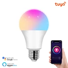 Tuya Smart светильник лампочка E27 цветная (RGB) Светодиодная лампа работа с AlexaGoogle Home 100-265V RGB + белый с регулируемой яркостью таймер Функция волшебный шарик