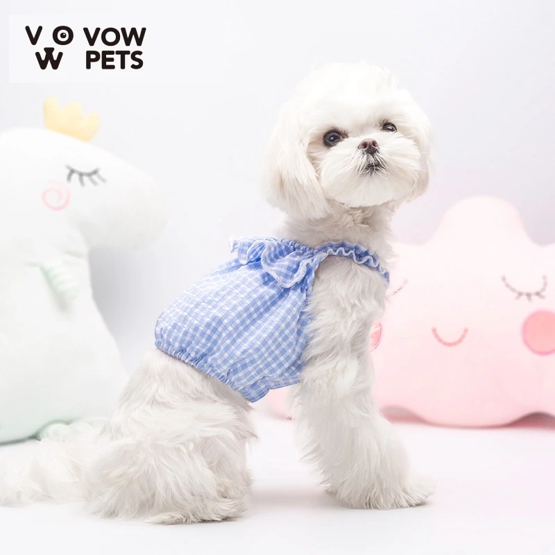 

Summer Cool And Refreshing Pet Clothes Brief Paragraph Grid Teddy VIP Vest Than Bear Cat Schnauzer Dog Clothes VOW Pets 2021