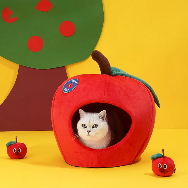 

Apple Cat Litter Winter Warm And Comfortable Fully Enclosed Soft Litter Cat House