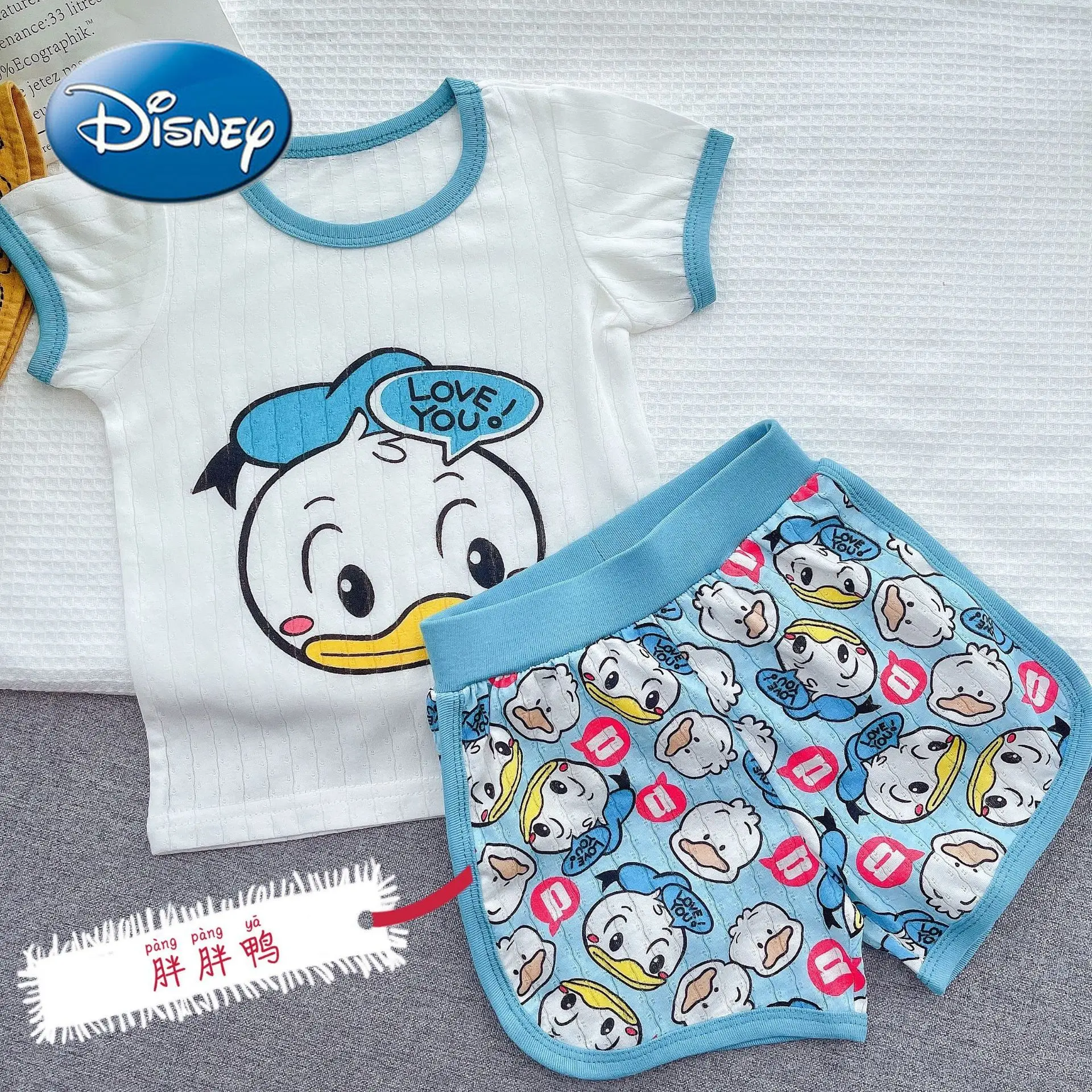 

Original Disney Donald Duck Winnie The Pooh Children's Pajamas Pure Cotton Short Sleeve Set Homewear Kids Clothes Girls