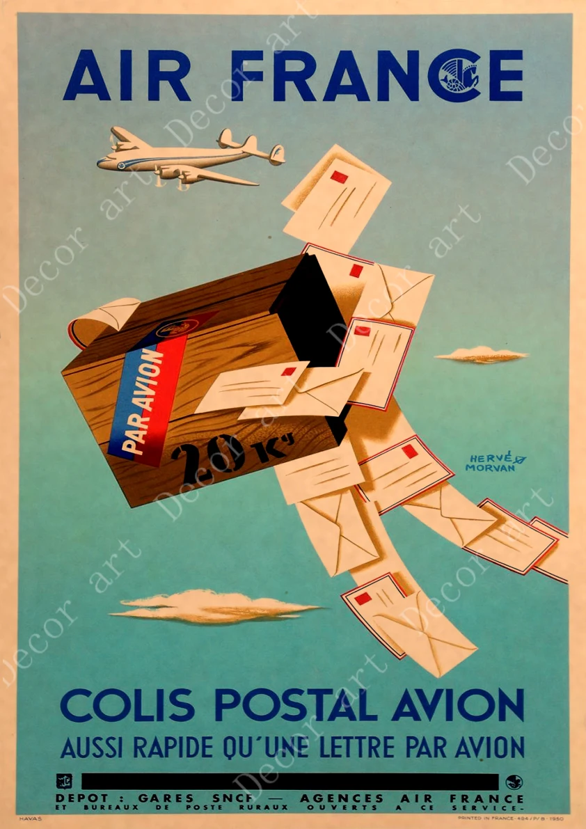 Путешествия в Париж по воздуху Франция город холст живопись винтажные настенные