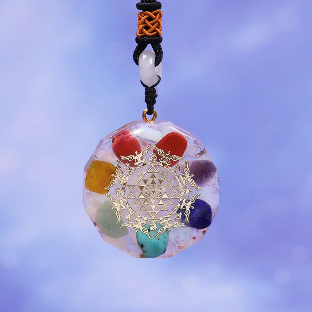 

7 Chakra Crystal Stone Orgone Pendant Energy Necklace For Meditation And Spiritual Healing Emf Protection Reiki