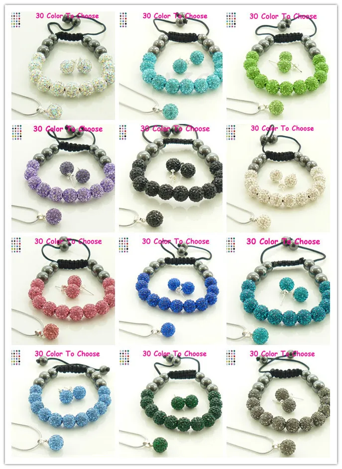 Jg43ing микс 10 мм диско паве шар кристалл посеребренный набор браслет серьги