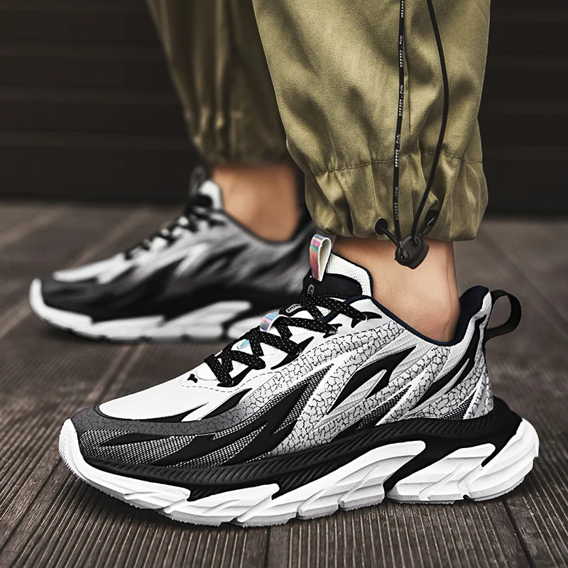 

Fashion Sneakers Men Casual Shoes Flame Luxury Shoes Breathable Chunky Sneakers Men Cushiong Non-slip Men Lac-up Walking Shoes