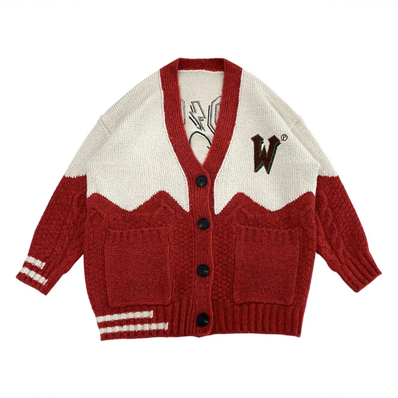 Кардиган Свитер новинка 2021 Ранняя осень ленивый и Свободный Красный| |