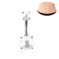 piercing accessories short double pearl belly button ring trendy medical hypoallergenic belly button