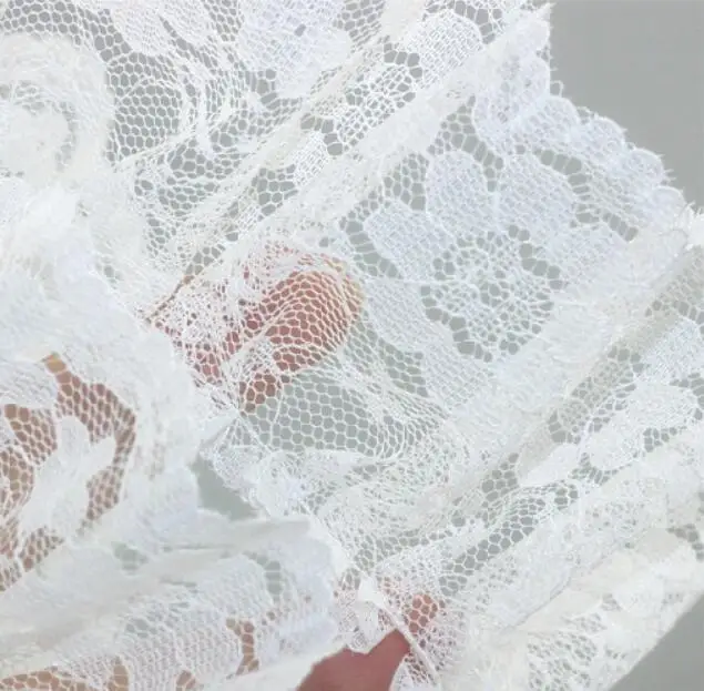 Кружевная 3D аппликация плиссированная лента 1 м белая черная 6 см кружевная ткань