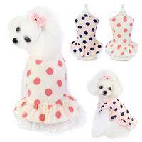 summer dot puppy dog cat dresses for yorkies chihuahua clothing soft cotton lace pet clothing for dogs cats pets skirt dress