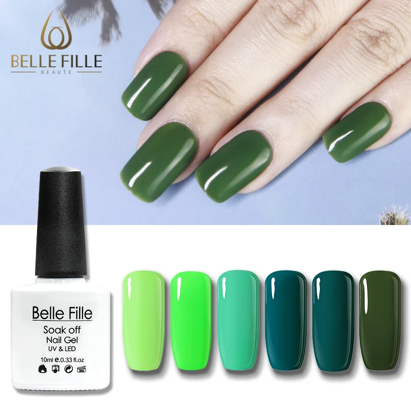 Гель для ногтей Belle Fille 10 мл зеленый синий лак гель Лаки Отмачивание лака