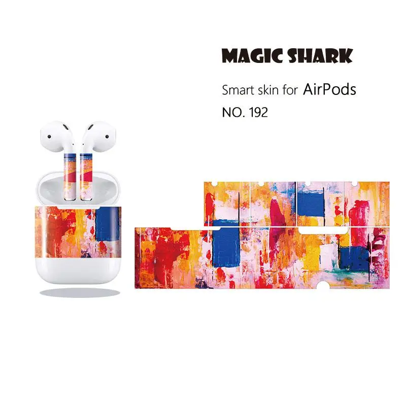 Высококачественная красочная наклейка Magic Shark чехол пленка из ПВХ для Airpods 186