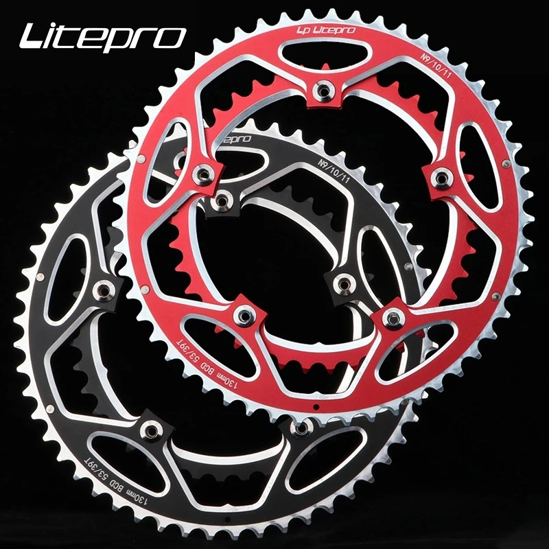 Litepro 130BCD 53t -39t Bicycle Chainring Double Round Aluminum Alloy Dual Chain Ring for Road / Folding Bike 9 10 11 speeds | Спорт и