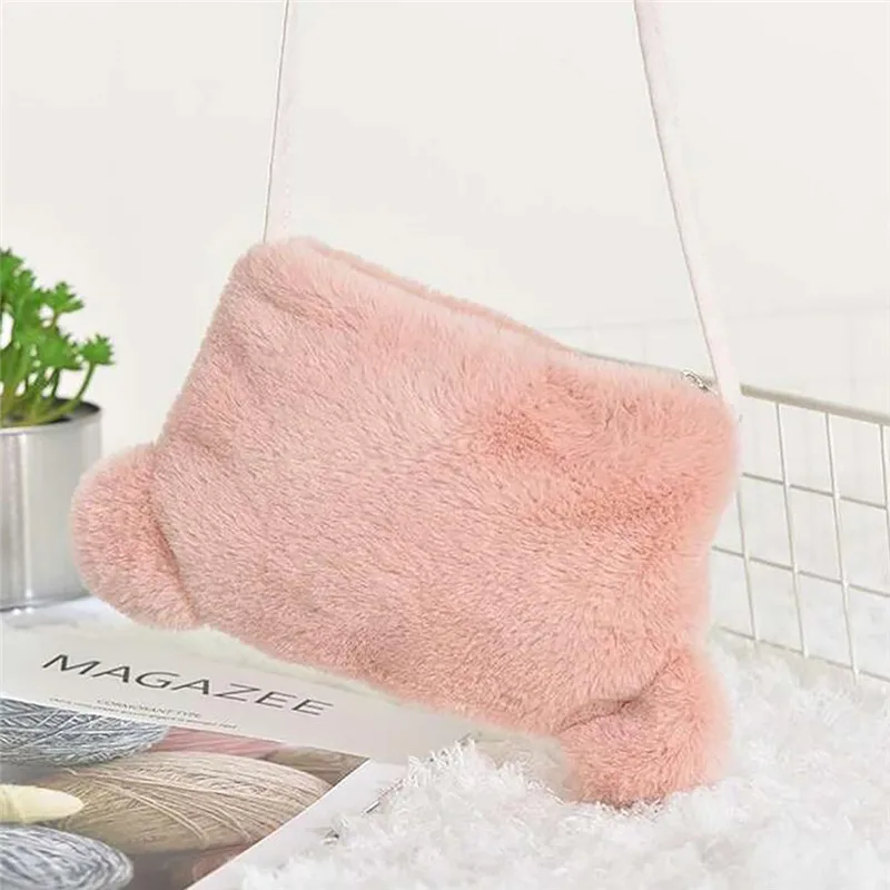 Модные плюшевые сумки на плечо для девочек конфетные женские через с милыми