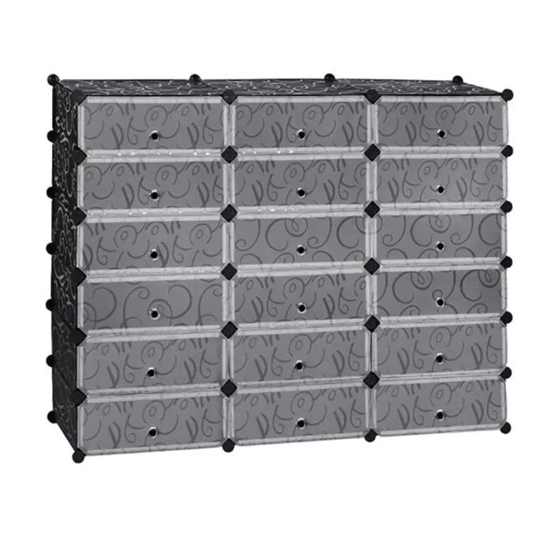 

18-Cube Shoe Rack, DIY Plastic Storage Organizer,Modular closet cabinet with Doors