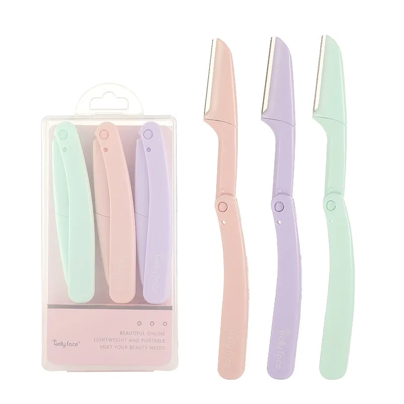

Folding 3Pcs Eyebrow Trimmer Blade Shaver Portable Face Razor Eye Brow Epilation Hair Removal Cutters Safety Razor Woman Makeup