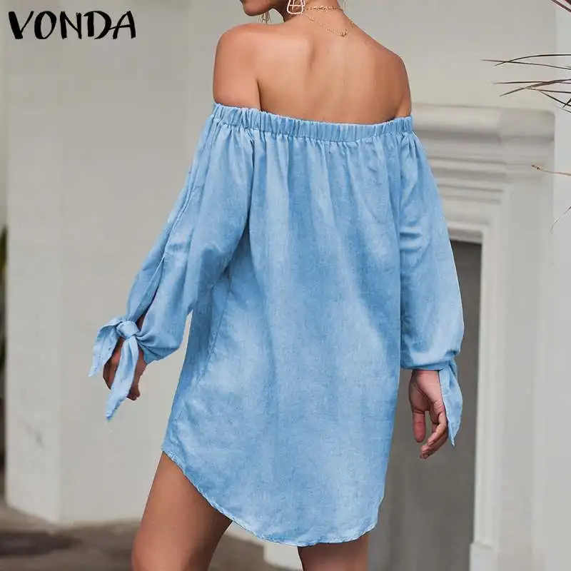 Женский летний сарафан VONDA сексуальное мини платье с открытыми плечами для