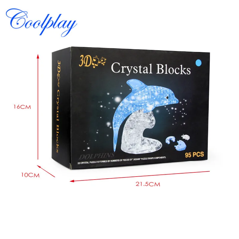 

3D Self-Contained Dolphin Crystal Building Blocks Stereo Crystal Puzzle DIY Building Blocks Fancy Toy Crystal Puzzle