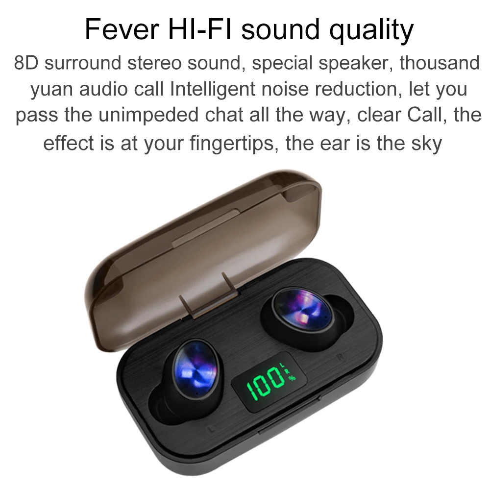 New Earphone F6 Wireless TWS Earbuds Bluetooth 5.1 Earsets Binaural call HIFI 8D stereo headsets With Charging Box Led display |
