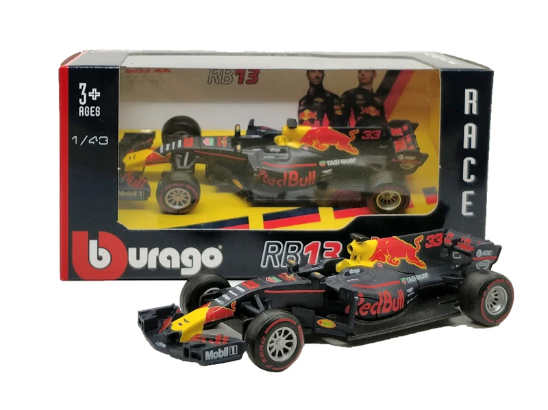 BBurago F1 весы 1:43 RedBull AMG W05 W07 SF71H SF70H SF16 RB13 RB14 RB15 SF90 литья под давлением гоночный автомобиль модель Машинки Игрушки - Цвет: RB13 Nr33 M.Verstapp
