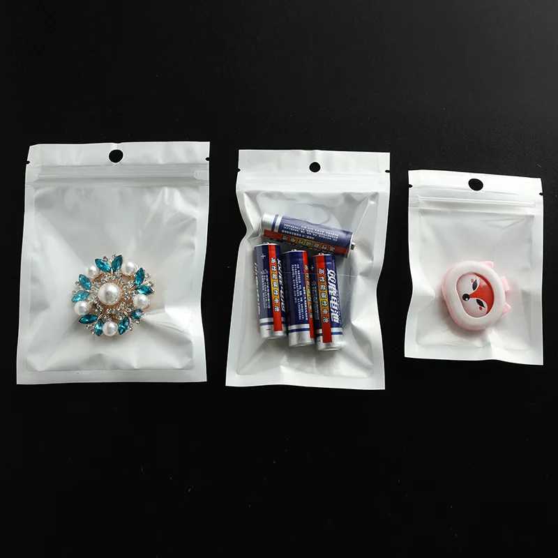 50/100Pcs Self Sealing Zipper Opp Bag Resealable Packaging Bag Pouches Jewelry Earring Storage Bag Pearlescent Film Ziplock Bag