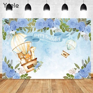Yeele Flower Hot Air Balloon Safari Wild One Party Newborn Baby Birthday Photography Backdrop Vinyl Photographic Background Prop