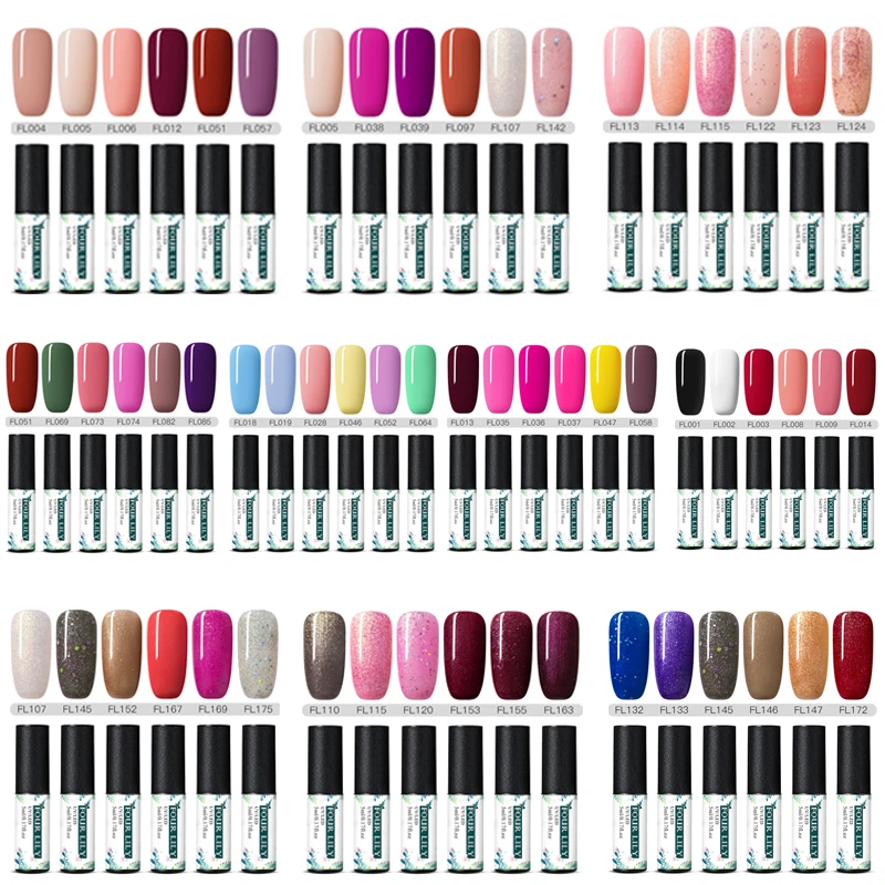 Набор гель лаков FOUR LILY 4/6 шт. полуперманентное верхнее покрытие для УФ лака 5 мл