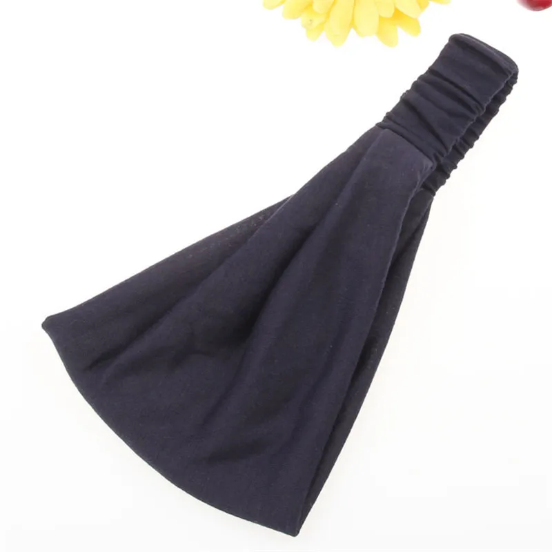 2 Navy blue Модная однотонная повязка для волос Wmen, широкая эластичная повязка на голову, Корейская хлопковая повязка для мытья лица, тюрбан, повязка для волос для женщин, аксессуары для волос для девочек - Цвет: 2 Navy blue