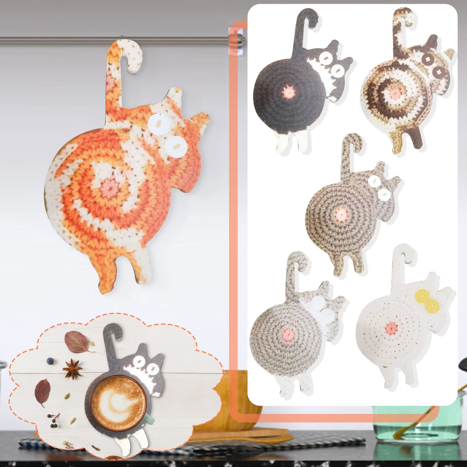 

2022 NEW HOT seller Funny Cat Butt Drink Mat Acrylic Tabletop Home Pendant Decoration Gift For Cat Lovers