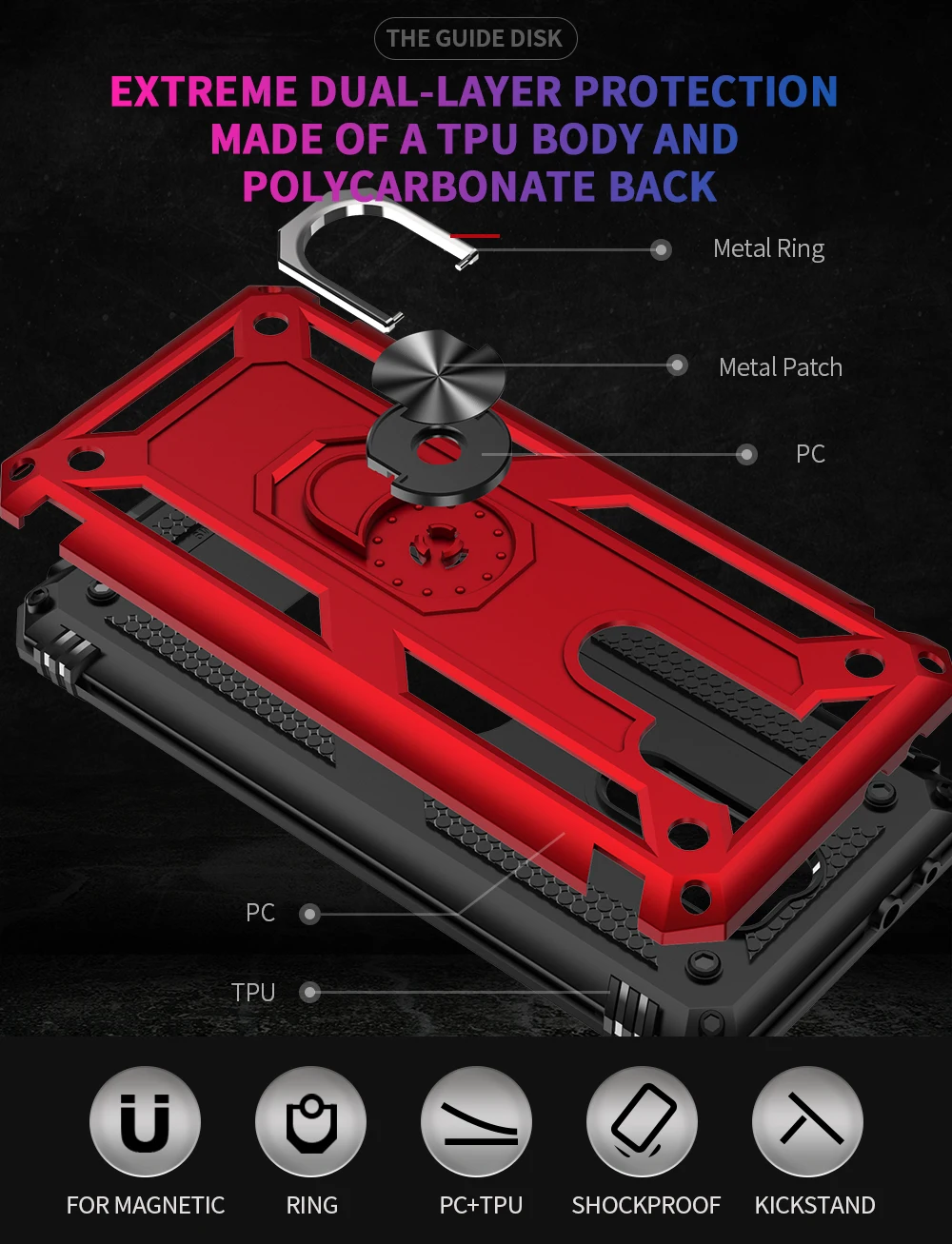 Luxury Armor Phone Case For Xiaomi Redmi NOTE 9 9S 9T 10S 10 PRO MAX 5G POCO X3 NFC With Ring Stand Shockproof Anti Fall Cover